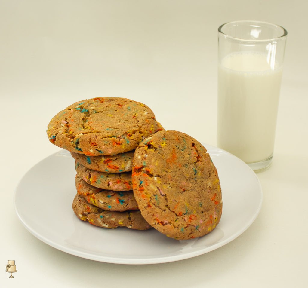 Cookies with sprinkles and a glass of milk