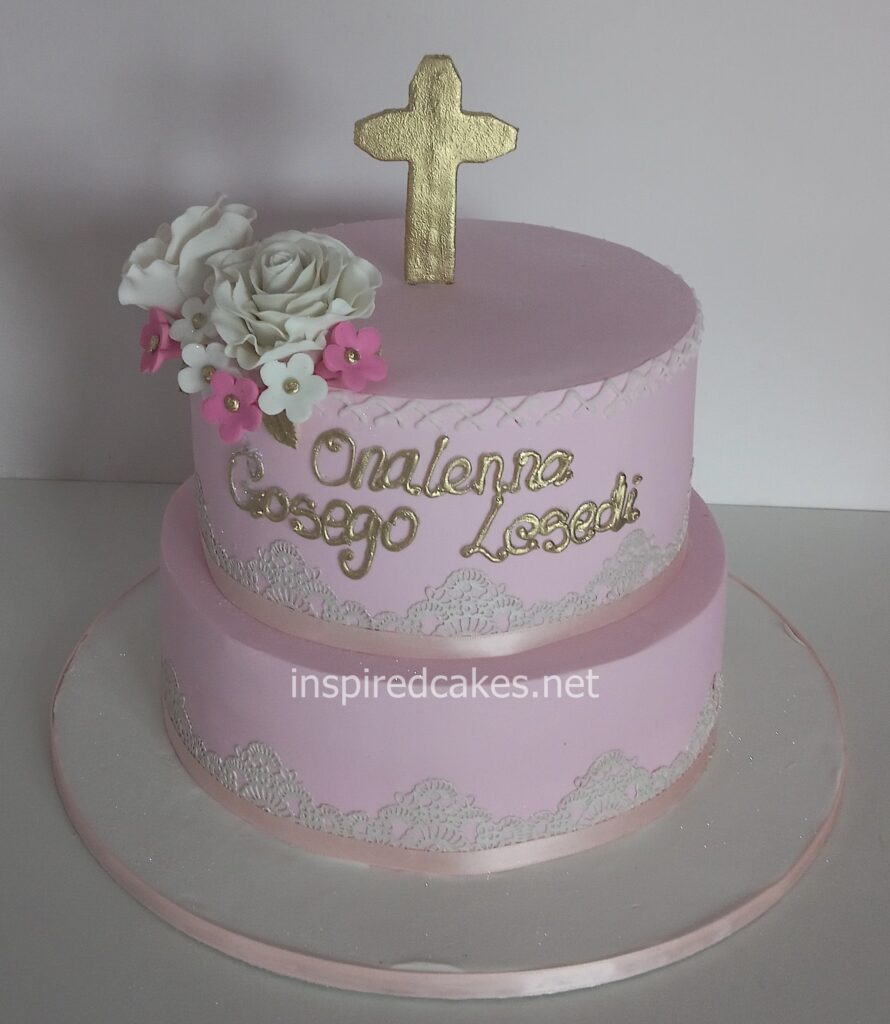 Baby christening cake