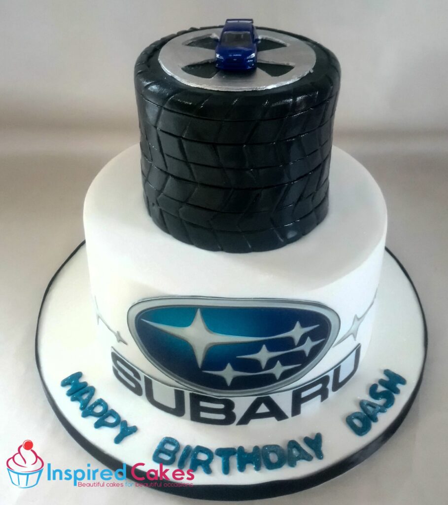 2 tier subaru car theme cake