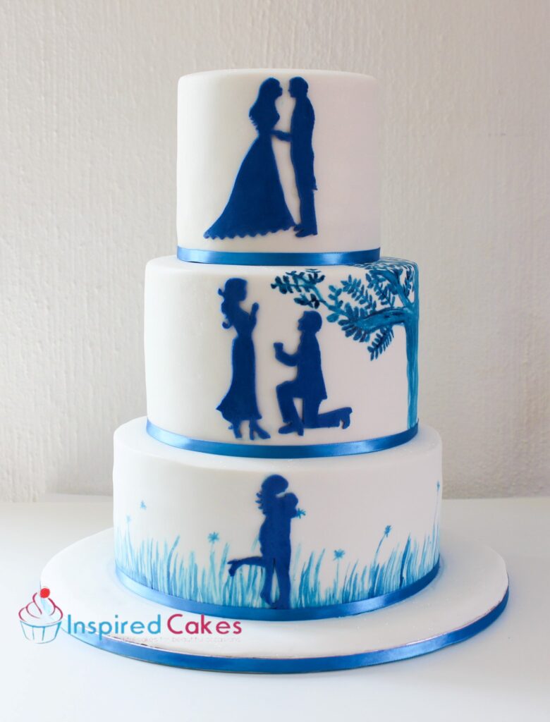 3 tier silhouette wedding cake
