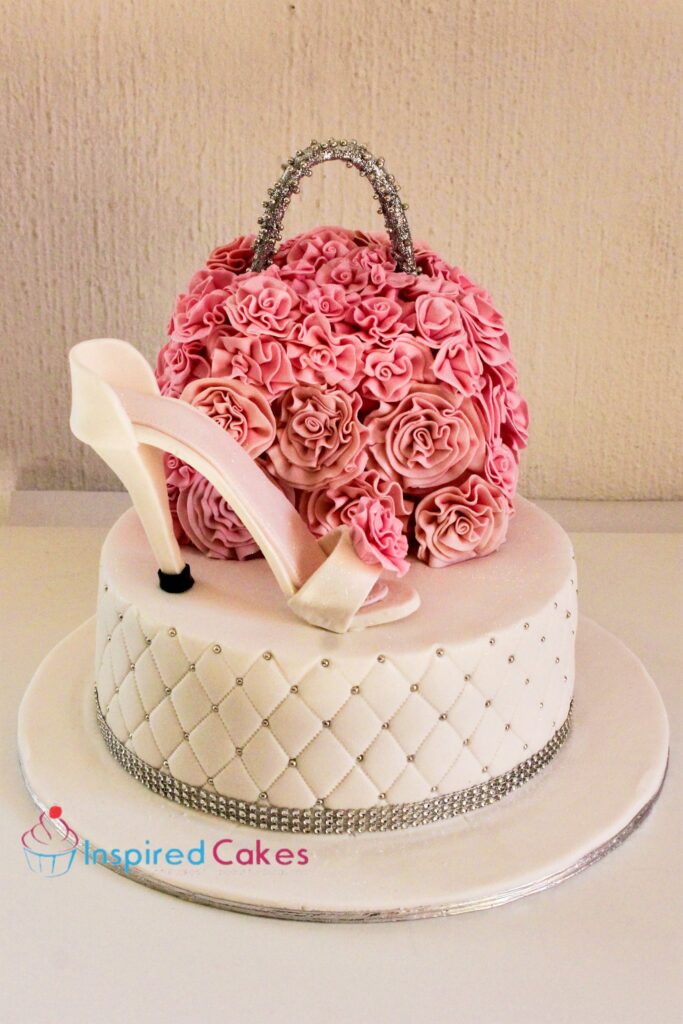 Stiletto high heel shoe and bag cake