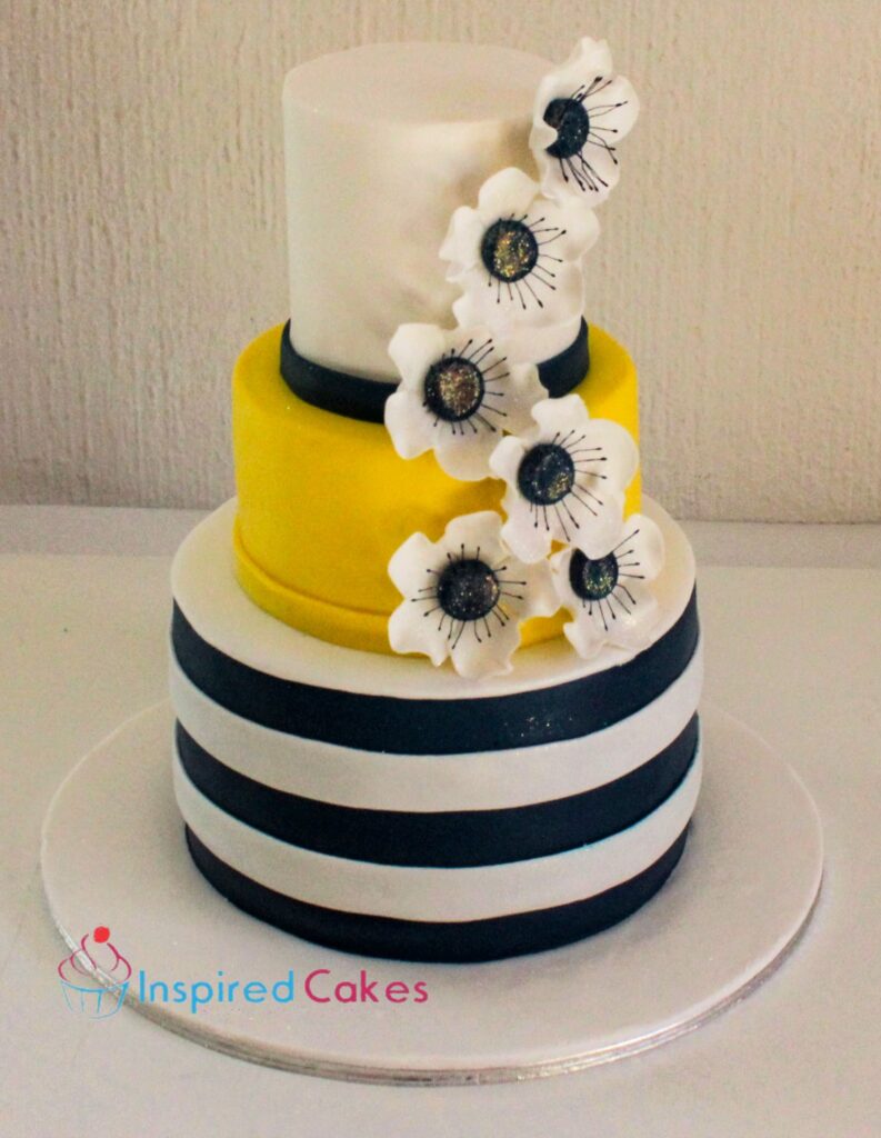 3 tier sugar flowers cake