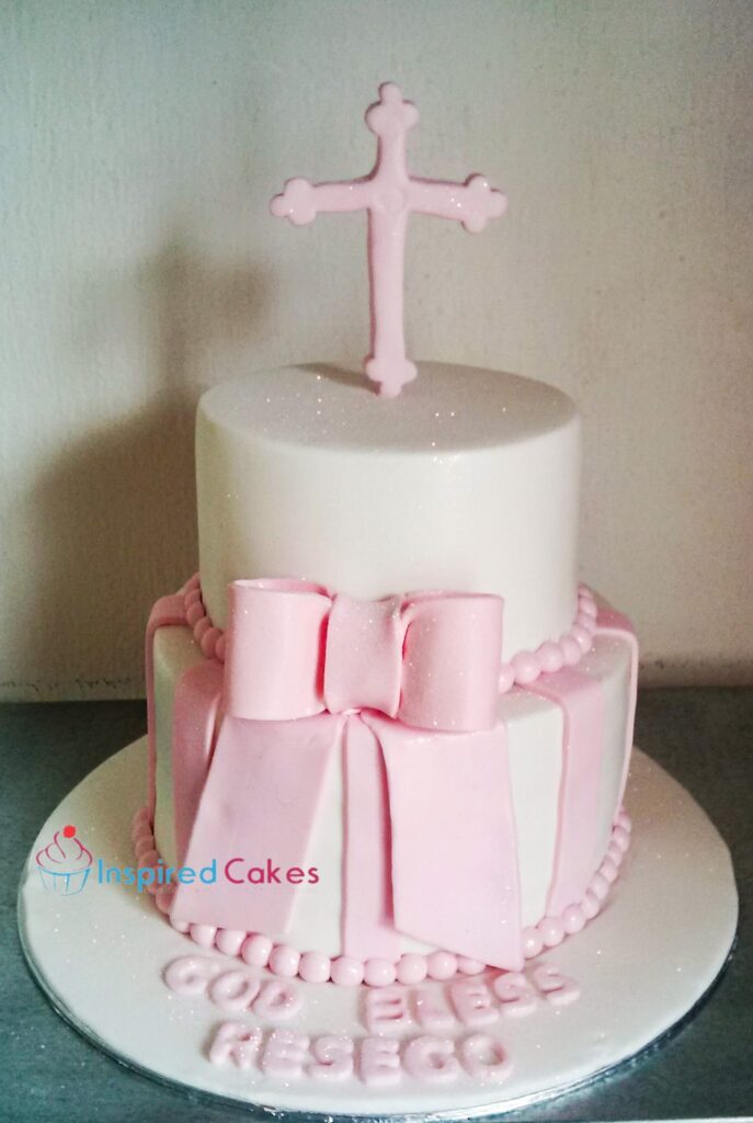 Baby girl christening cake