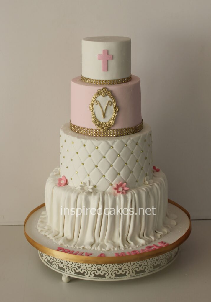 4 tier baby christening cake