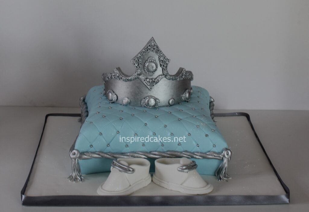 crown on pillow baby shower cake