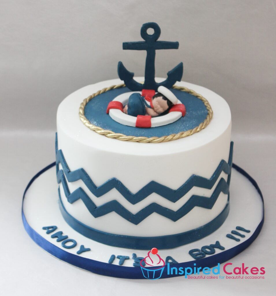 Sailor theme baby shower cake