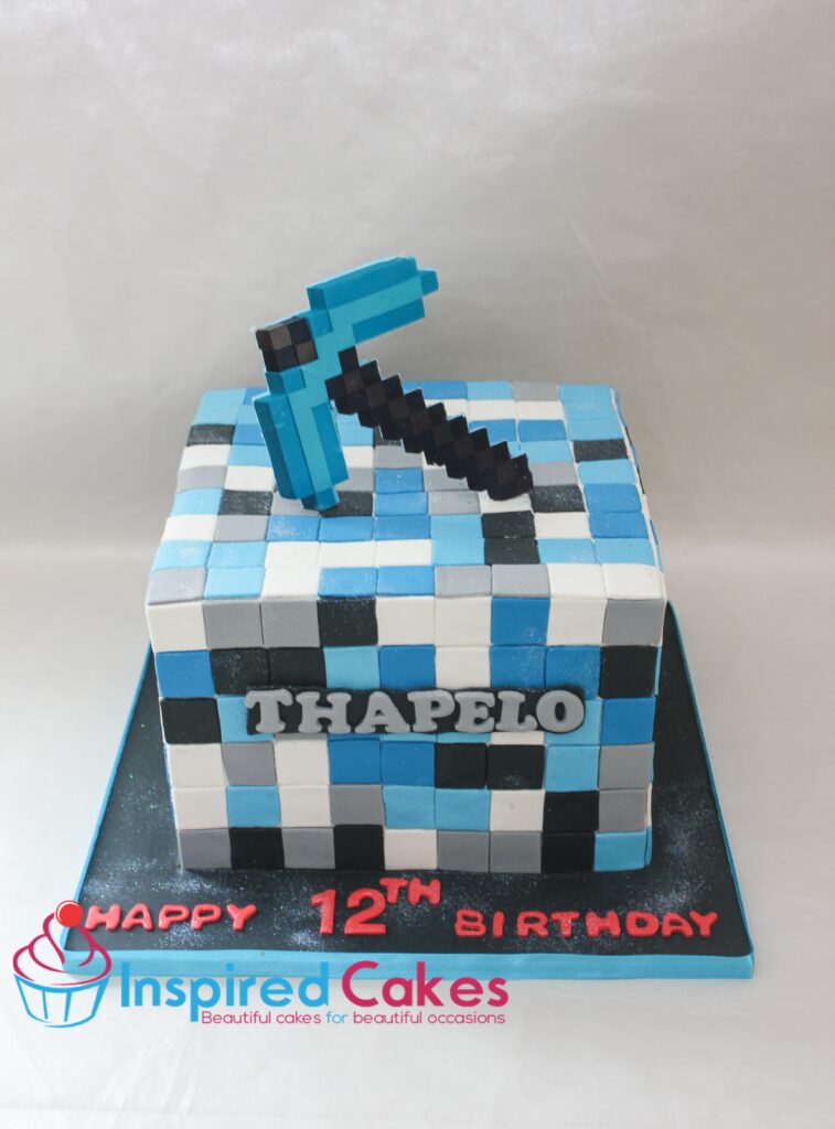 Minecraft theme cake