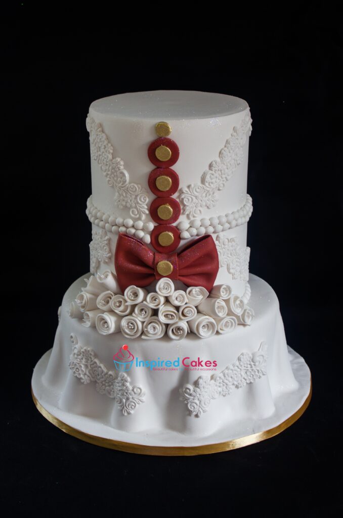 3 tier wedding dress cake