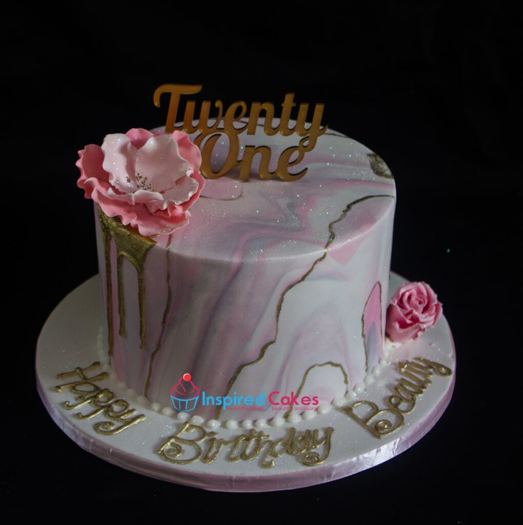 marble 21 birthday cake