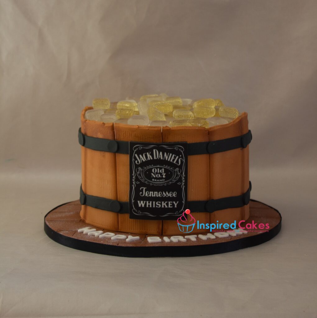 Jack Daniels whiskey barrel 3D cake
