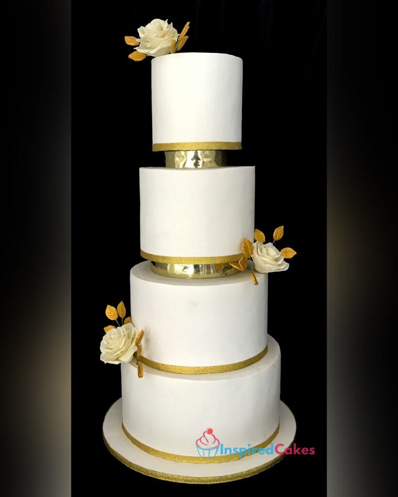 4 tier wedding cake with roses