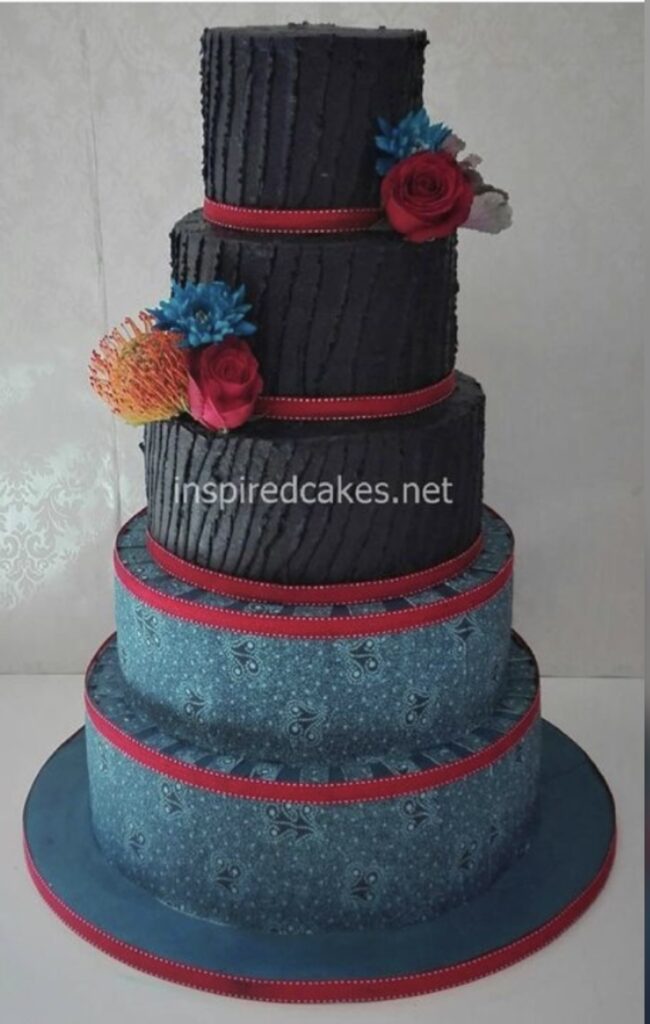 5 tier Shweshwe wedding cake